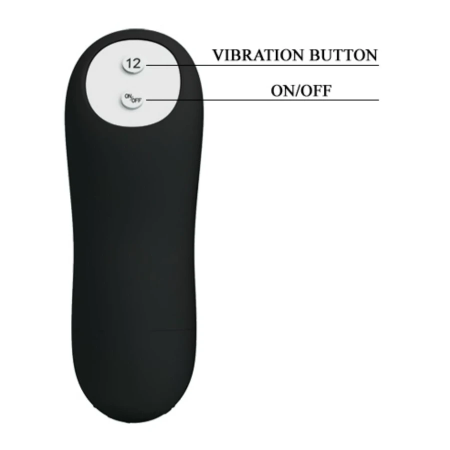 PRETTY LOVE - SILICONE ANAL PLUG PENIS FORM AND 12 VIBRATION MODES BLACK